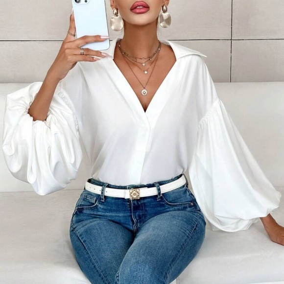 Luxe lantern sleeve blouse - Picture 3 of 15